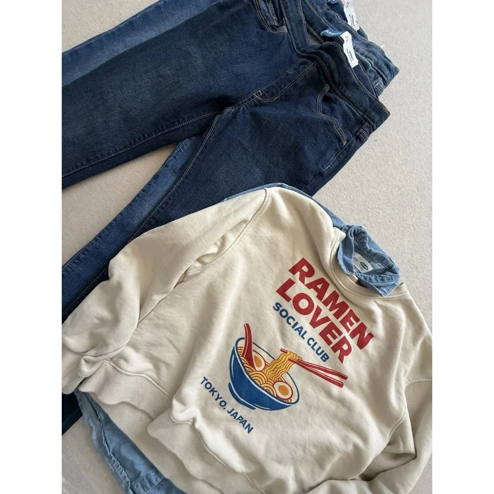 Old Navy Girls Size 10-12 Bundle 2 Jean Jeggin 1 Button Up And Sweater
